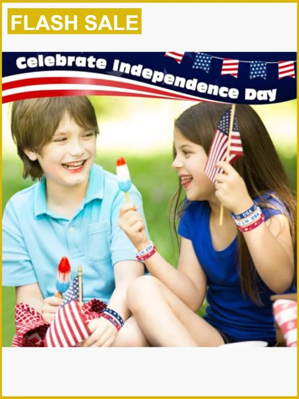 30 Pack Patriotic Silicone Rubber Bracelets for Independence Day Party Favors